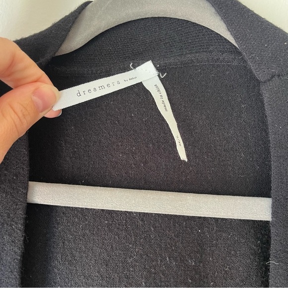 Dreamers by Debut Black Longline Open Front Cardigan Women’s M/L Pockets Cozy - Picture 9 of 9